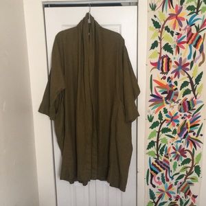 Elizabeth Suzann EUC Olive Linen Clyde Trench L